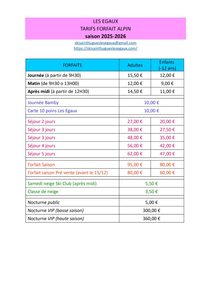 tarifs forfaits 2025 2026 alpin page 0001