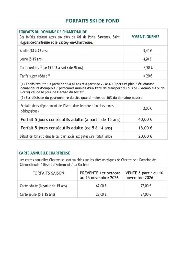 Tarifs Forfaits Fond 26 27 2 Pdf 724x1024